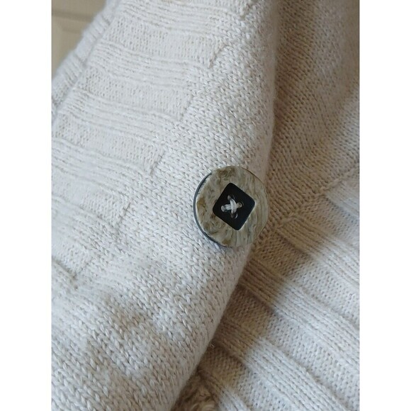 Prana Women’s Ivory Ribbed Knit Yunna Cardigan Oversize Medium Zipper Shawl Neck - Picture 15 of 16